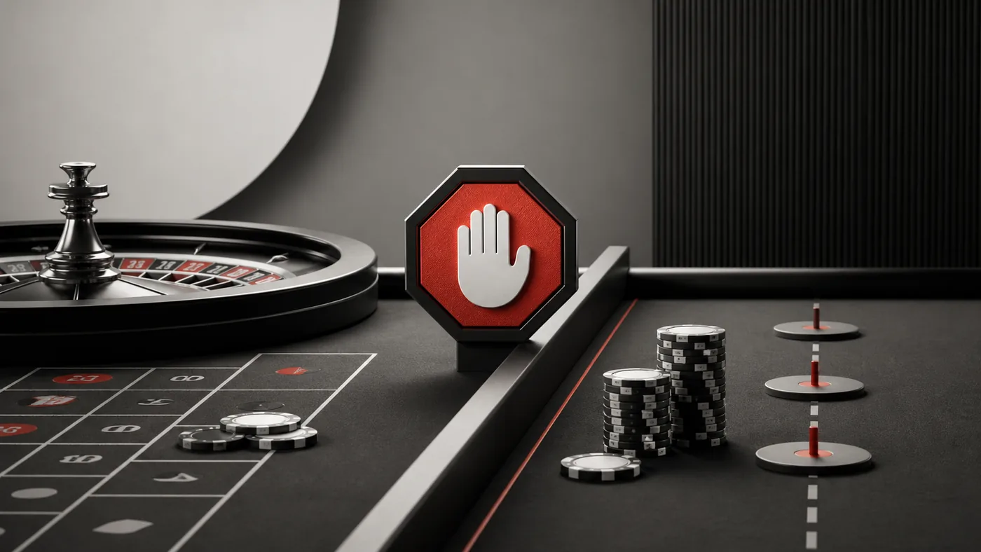 Mesa de cassino pausada com limites de jogo responsável